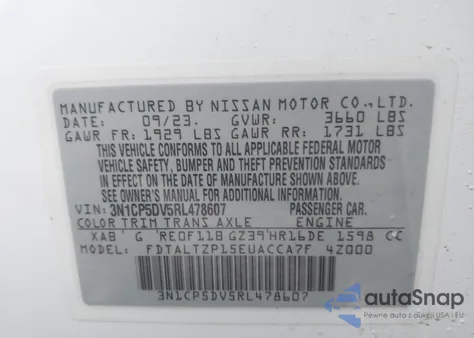 2024 Nissan Kicks Sr Xtronic Cvt z USA, uszkodzony, nr VIN 3N1CP5DV5RL478607